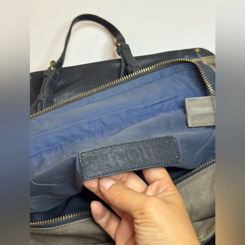 Jerome Dreyfuss Jacques Navy Blue Leather Handbag 2Way